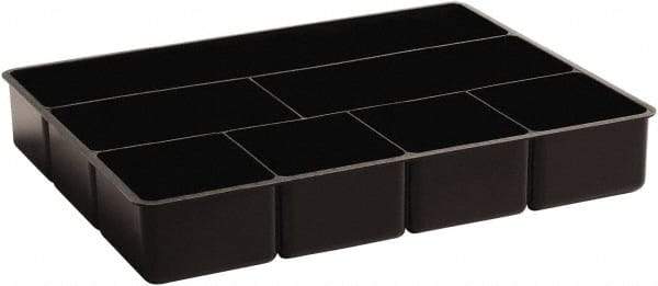 Rubbermaid - 7 Compartment, 15 Inch Wide x 11.73 Inch Deep x 2-1/2 Inch High, Drawer Organizer - Plastic, Black - Americas Tooling