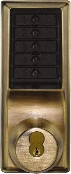 Kaba Access - 1-3/8 to 2-1/4" Door Thickness, Antique Brass Pushbutton Knob Lockset - 2-3/4" Back Set, 1 Code, 6 or 7 Pin Length Best & Compatible (Core Not Included) Cylinder - Americas Tooling