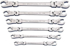 GearWrench - 6 Piece, 9mm to 21mm, Flare Nut Wrench Set - Metric Measurement Standard, Chrome Finish - Americas Tooling