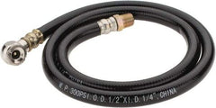 PRO-SOURCE - 1/4" ID x 1/2" OD 3' Long Air Tank Hose - Tire Chuck Ends, 300 Working psi, 158°, 1/4" Fitting, Black - Americas Tooling