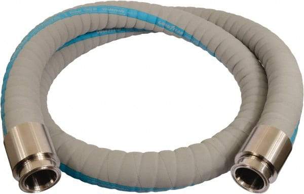 Continental ContiTech - 2" Inside x 2.53" Outside Diam, 220°F, Tri-Clovers Food & Beverage Hose - 3" Bend Radius, Gray, 10' Long, 250 Max psi, 29 Vacuum Rating - Americas Tooling