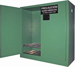 Securall Cabinets - 2 Door, Green Steel Standard Safety Cabinet for Flammable and Combustible Liquids - 44" High x 43" Wide x 18" Deep, Manual Closing Door, 3 Point Key Lock, D, E Cylinder Capacity - Americas Tooling