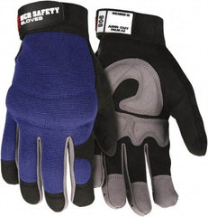 MCR Safety - Size XL Synthetic Blend General Protection Work Gloves - For Work & Driver, Uncoated, Adjustable Closure Cuff, Black/Blue, Paired - Americas Tooling