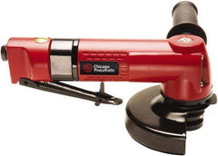 Chicago Pneumatic - 4-1/2" Wheel Diam, 12,000 RPM, Pneumatic Angle & Disc Grinder - 3/8-24 Spindle, 29.7 CFM, Front Exhaust - Americas Tooling