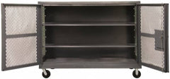 Durham - 2,000 Lb Capacity, 2 Shelf, Mesh Security Truck - 48" Long x 48-1/2" Wide x 56-7/16" High - Americas Tooling