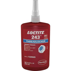 Loctite - 250 mL Bottle, Blue, Medium Strength Liquid Threadlocker - Series 243, 24 hr Full Cure Time, Hand Tool, Heat Removal - Americas Tooling