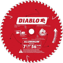 Freud - 7-1/4" Diam, 5/8" Arbor Hole Diam, 56 Tooth Wet & Dry Cut Saw Blade - Carbide-Tipped, Burr-Free Action, Standard Round Arbor - Americas Tooling