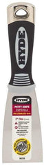 Hyde Tools - 2" Wide Stainless Steel Putty Knife - Flexible, Cushioned Grip Polypropylene Handle, 8" OAL - Americas Tooling