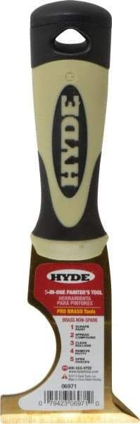 Hyde Tools - 2-1/2" Wide Brass Multi-Purpose Knife - Stiff, Cushioned Grip Polypropylene Handle, 8" OAL - Americas Tooling