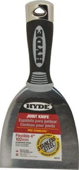 Hyde Tools - 4" Wide Stainless Steel Putty Knife - Flexible, Cushioned Grip / Hammerhead Polypropylene Handle, 8" OAL - Americas Tooling