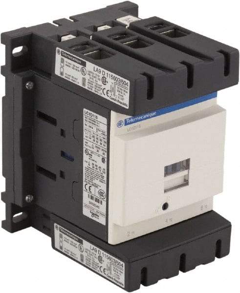 Schneider Electric - 3 Pole, 24 Coil VAC at 50/60 Hz, 115 Amp at 440 VAC, Nonreversible IEC Contactor - Bureau Veritas, CCC, CSA, CSA C22.2 No. 14, DNV, EN/IEC 60947-4-1, EN/IEC 60947-5-1, GL, GOST, LROS, RINA, RoHS Compliant, UL 508, UL Listed - Americas Tooling