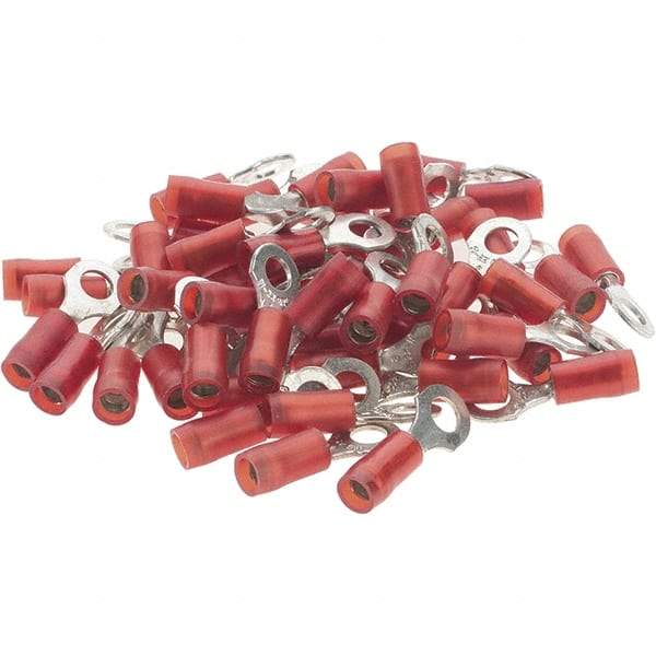 Value Collection - 22-18 AWG Partially Insulated Crimp Connection D Shaped Ring Terminal - #8 Stud, Tin Plated Copper Contact - Americas Tooling