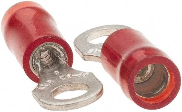 Value Collection - 22-18 AWG Partially Insulated Crimp Connection D Shaped Ring Terminal - #6 Stud, Tin Plated Copper Contact - Americas Tooling