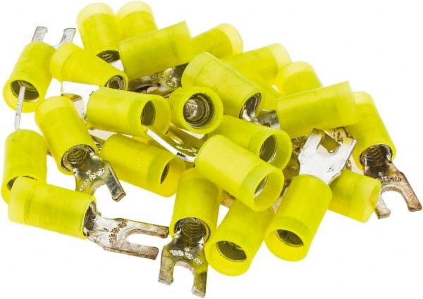 Value Collection - #6 Stud, 12 to 10 AWG Compatible, Partially Insulated, Crimp Connection, Locking Fork Terminal - Americas Tooling