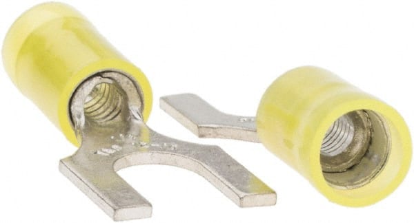 Value Collection - 1/4" Stud, 12 to 10 AWG Compatible, Partially Insulated, Crimp Connection, Standard Fork Terminal - Americas Tooling