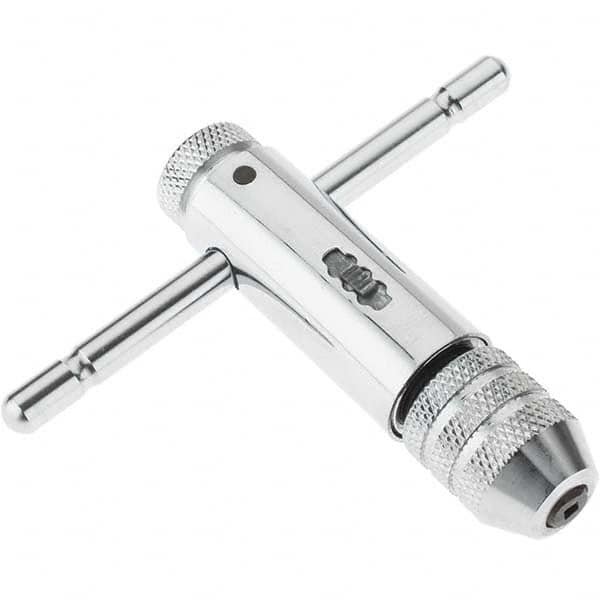 Value Collection - #0 to 1/4" Tap Capacity, T Handle Tap Wrench - 3-1/2" Overall Length, Ratcheting - Americas Tooling