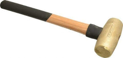 American Hammer - 5 Lb Head 1-3/4" Face Brass Nonmarring Hammer - 16" OAL, Wood Handle - Americas Tooling