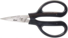 Clauss - 3" LOC, 9-1/4" OAL Stainless Steel Blunt Point Trimmers - Serrated, Plastic Handle, For Paper, Fabric - Americas Tooling