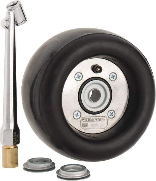 Dynabrade - 5" Wheel OD, 3-1/2" Wheel Width, 3,500 RPM, Composite, Pneumatic Wheel with Hub - 15-1/2" Long x 3-1/2" Wide, 1/2" Wheel Arbor Hole, For Use with 13206, 13207, 13507 & 13508 - Americas Tooling