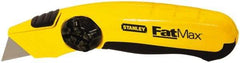 Stanley - Fixed Utility Knife - 2-3/8" Blade, Yellow & Black TPE Handle, 5 Blades Included - Americas Tooling