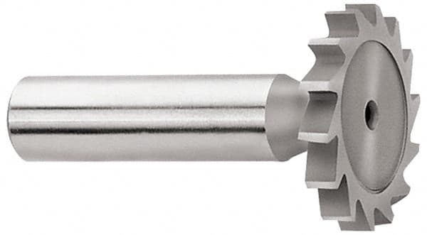 Whitney Tool Co. - 3/4" Diam x 7/64" Face Width, Cobalt, 14 Teeth, Shank Connection Woodruff Keyseat Cutter - Uncoated, 2-7/64" OAL x 1/2" Shank, Straight Teeth - Americas Tooling