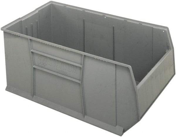 Quantum Storage - 175 Lb. Load Capacity, 41-7/8" Deep, Gray Polypropylene Hopper Stacking Bin - 17-1/2" High x 23-7/8" Wide x 41-7/8" Long - Americas Tooling