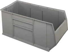 Quantum Storage - 175 Lb. Load Capacity, 41-7/8" Deep, Gray Polypropylene Hopper Stacking Bin - 17-1/2" High x 19-7/8" Wide x 41-7/8" Long - Americas Tooling