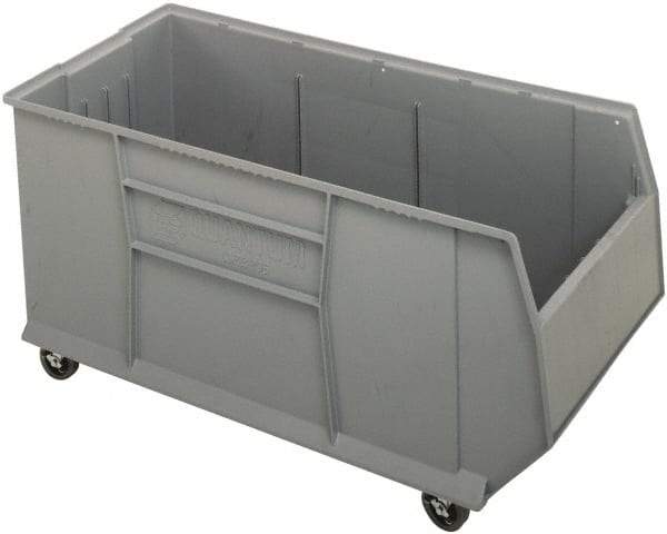 Quantum Storage - 175 Lb. Load Capacity, 41-7/8" Deep, Gray Polypropylene Hopper Stacking Bin - 17-1/2" High x 19-7/8" Wide x 41-7/8" Long - Americas Tooling