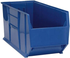 Quantum Storage - 175 Lb. Load Capacity, 41-7/8" Deep, Blue Polypropylene Hopper Stacking Bin - 17-1/2" High x 16-1/2" Wide x 41-7/8" Long - Americas Tooling