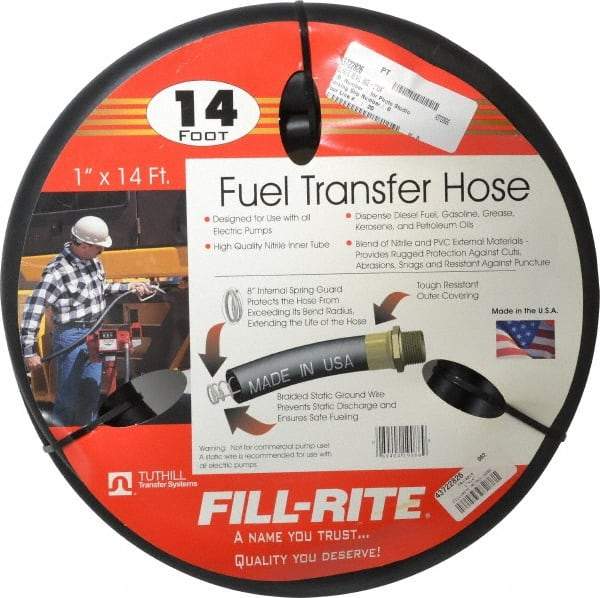 Tuthill - 1" ID x 1.45" OD x 14' OAL, NPT Petroleum Transfer Hose - -30 to 140°F - Americas Tooling