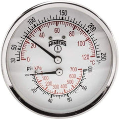 Winters - 3" Dial, 1/2 Thread, 0-100 Scale Range, Pressure Gauge - Center Back Connection Mount, Accurate to 0.03% of Scale - Americas Tooling