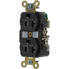 Hubbell Wiring Device-Kellems - 125V 20A NEMA 5-20R Industrial Grade Black Straight Blade Duplex Receptacle - Americas Tooling