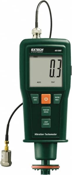 Extech - Accurate up to 0.05%, Contact and Noncontact Tachometer - 7.4 Inch Long x 3 Inch Wide x 1.8 Inch Meter Thick, 0.5 to 99,999 RPM Measurement - Americas Tooling