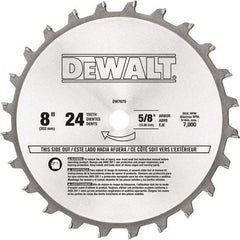 DeWALT - 8" Diam, 5/8" Arbor Hole Diam, 24 Tooth Wet & Dry Cut Saw Blade - Tungsten Carbide-Tipped, Standard Round Arbor - Americas Tooling