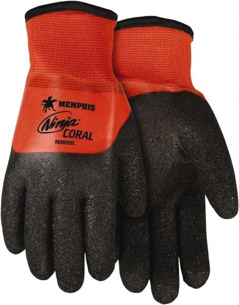 MCR Safety - Size XL (10) PVC with Black Coral Coated Nylon Work Gloves - Fully Coated, Paired - Americas Tooling