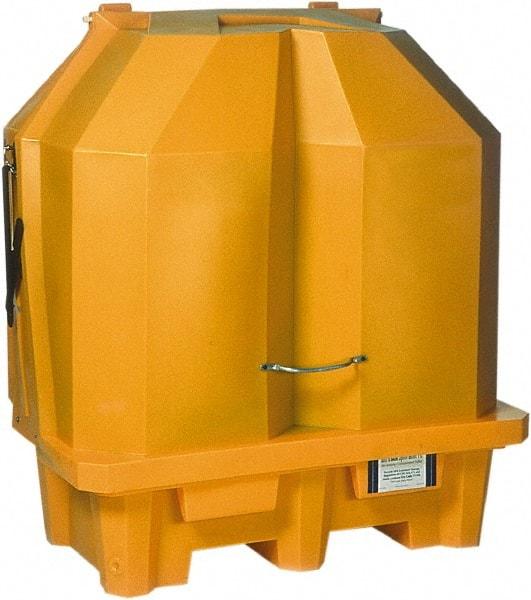 UltraTech - 66 Gal Sump, 3,000 Lb Capacity, 2 Drum, Polyethylene Spill Deck or Pallet - 57" Long x 31" Wide x 65" High, Liftable Fork, Inline Drum Configuration - Americas Tooling