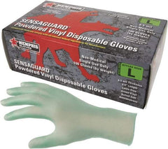 MCR Safety - Size XL, 6-1/2 mil, Industrial Grade, Powdered Vinyl Disposable Gloves - 9-1/2" Long, Green, Smooth Rolled Cuffs, FDA Approved, Ambidextrous - Americas Tooling