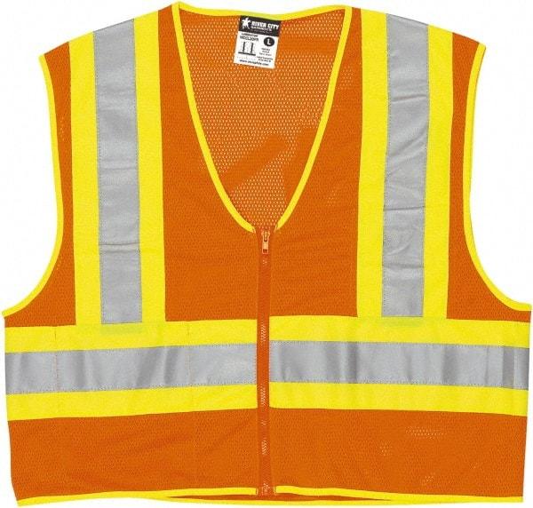 MCR Safety - Size 2XL Flame Resistant/Retardant Orange General Purpose Vest - 26.4" Chest, ANSI 107-2015, Nonconductive Zipper Closure, 2 Pockets, Polyester - Americas Tooling