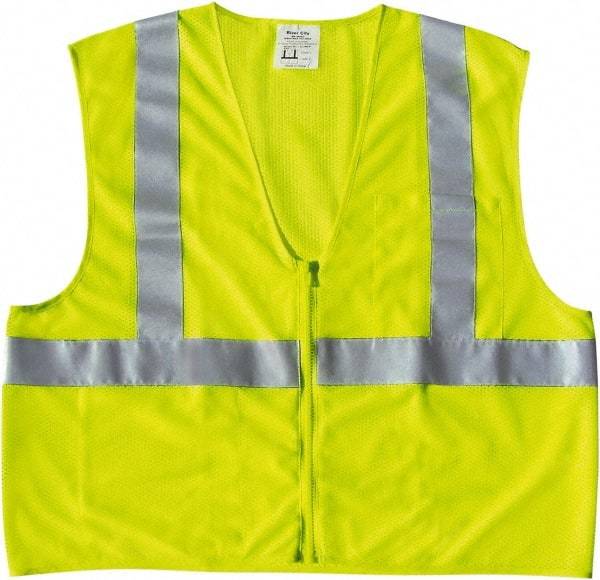 MCR Safety - Size 3XL High Visibility Lime Mesh General Purpose Vest - 27.4" Chest, ANSI 107-2015, Zipper Closure, 2 Pockets, Polyester - Americas Tooling