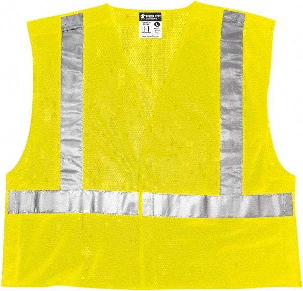 MCR Safety - Size XL High Visibility Lime Mesh Breakaway Vest - 25.4" Chest, ANSI 107-2015, Hook & Loop Closure, Polyester - Americas Tooling