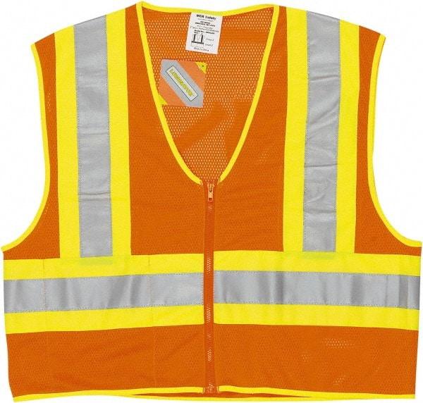 MCR Safety - Size L High Visibility Orange General Purpose Vest - 24.4" Chest, ANSI 107-2015, Zipper Closure, 2 Pockets, Polyester - Americas Tooling