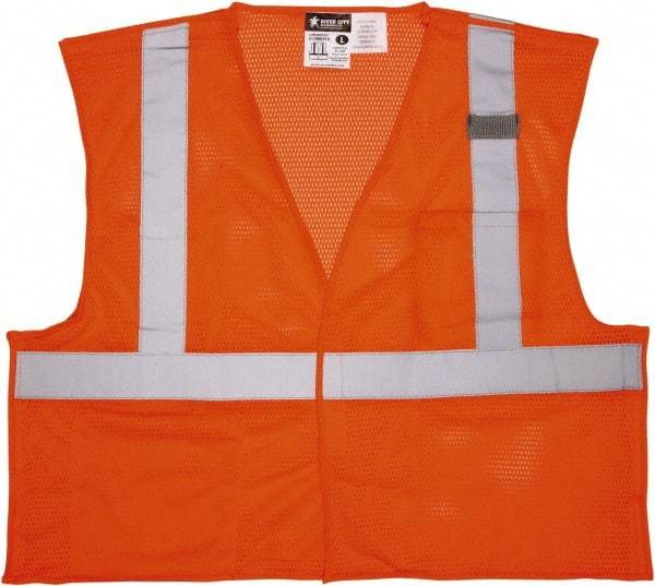 MCR Safety - Size 2XL Flame Resistant/Retardant Orange Mesh Breakaway Vest - 26.4" Chest, ANSI 107-2015, Hook & Loop Closure, 2 Pockets, Polyester - Americas Tooling