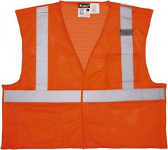 MCR Safety - Size 2XL Flame Resistant/Retardant Orange Mesh Breakaway Vest - 26.4" Chest, ANSI 107-2015, Hook & Loop Closure, 2 Pockets, Polyester - Americas Tooling