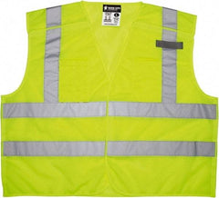 MCR Safety - Size XL High Visibility Lime Mesh Breakaway Vest - 25.4" Chest, ANSI 107-2015, Hook & Loop Closure, 3 Pockets, Polyester - Americas Tooling