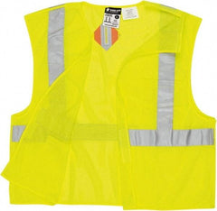 MCR Safety - Size 4XL Flame Resistant/Retardant Lime Mesh Breakaway Vest - 28.4" Chest, ANSI 107-2015, Hook & Loop Closure, 2 Pockets, Polyester - Americas Tooling