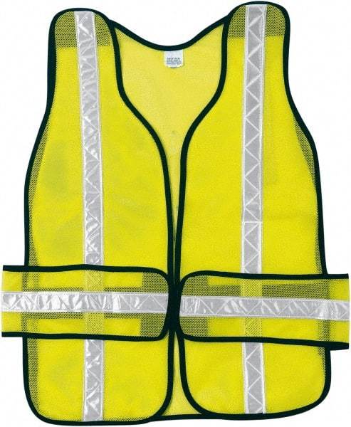 MCR Safety - One Size Fits Most High Visibility Lime Mesh Breakaway Vest - 38" Chest, Hook & Loop Closure, Polyester - Americas Tooling