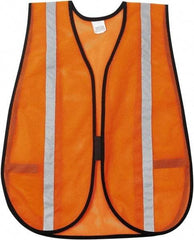 MCR Safety - One Size Fits Most High Visibility Orange Mesh General Purpose Vest - 18" Chest, Hook & Loop Closure, Polyester - Americas Tooling