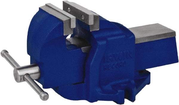 Irwin - 4-1/2" Jaw Width, 5-1/2" Opening Capacity, 3" Throat Depth, Steel Stationary Bench Vise - Bolt Down Base Attachment - Americas Tooling