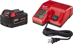 Milwaukee Tool - 18 Volt Lithium-Ion Power Tool Battery - 5 Ahr Capacity, 110 min Charge Time, Series RED LITHIUM - Americas Tooling