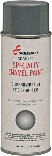 Ability One - Aluminum (Color), Gloss, Enamel Spray Paint - 12 to 15 Sq Ft per Can, 16 oz Container, Use on Masonry - Americas Tooling